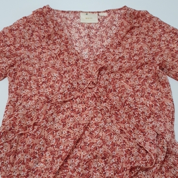 Anthropologie Maeve Floral Orange Midi Dree - Picture 6 of 9